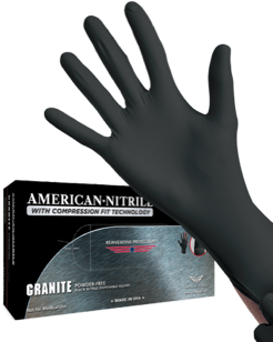 Nitrile Gloves, 6 mil, Black, Disposable, Latex and Powder Free, Box of 100