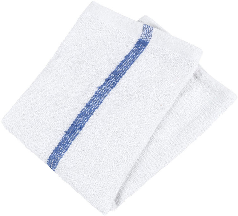 Bar Mop Towels, 17 x 20, White with Stripe, 100% Cotton