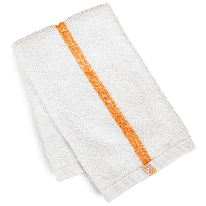 Bar Mop Towels, 17 x 20, White with Stripe, 100% Cotton